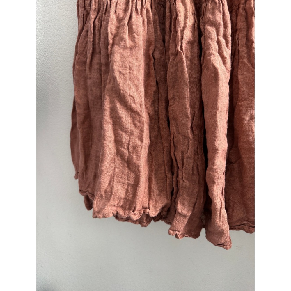 CP Shades Linen Tiered Maxi Skirt Terracotta Clay Boho Made in USA Large - Picture 3 of 5